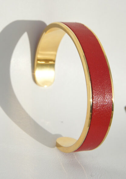 Bracelet doré et cuir classique – Image 2