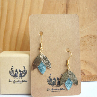 Boucles d'oreilles en cuir bleu